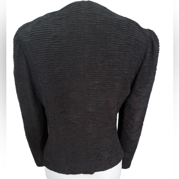 Leslie Fay Womens Black Snap Front Embellished Black Blazer/jacket Size 8 Petite - Picture 3 of 4